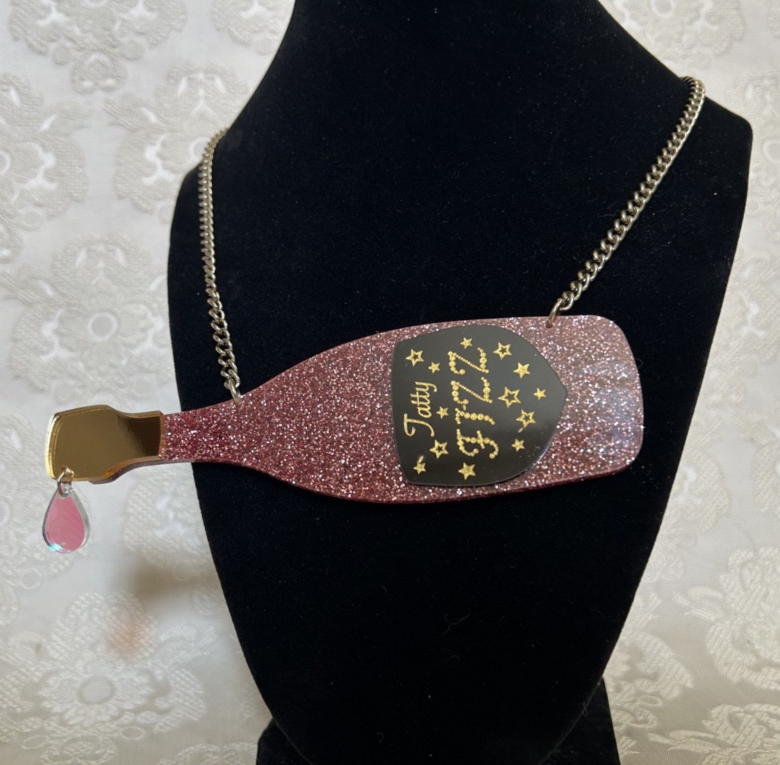 Collectable Tatty Devine Acrylic Fizz Champaigne Bottle Necklace