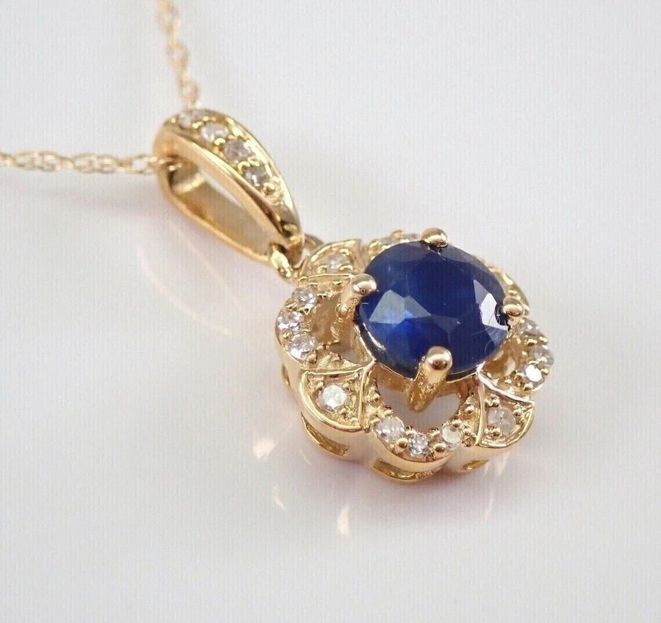 2Ct Round Cut Simulated Blue Sapphire Stunning Pendant In 14k Yellow Gold Plated