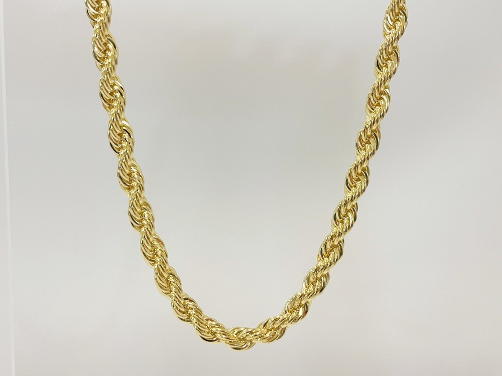 10K Yellow Gold 10mm Laser Diamond Cut Rope Chain Necklace Men Women 22″