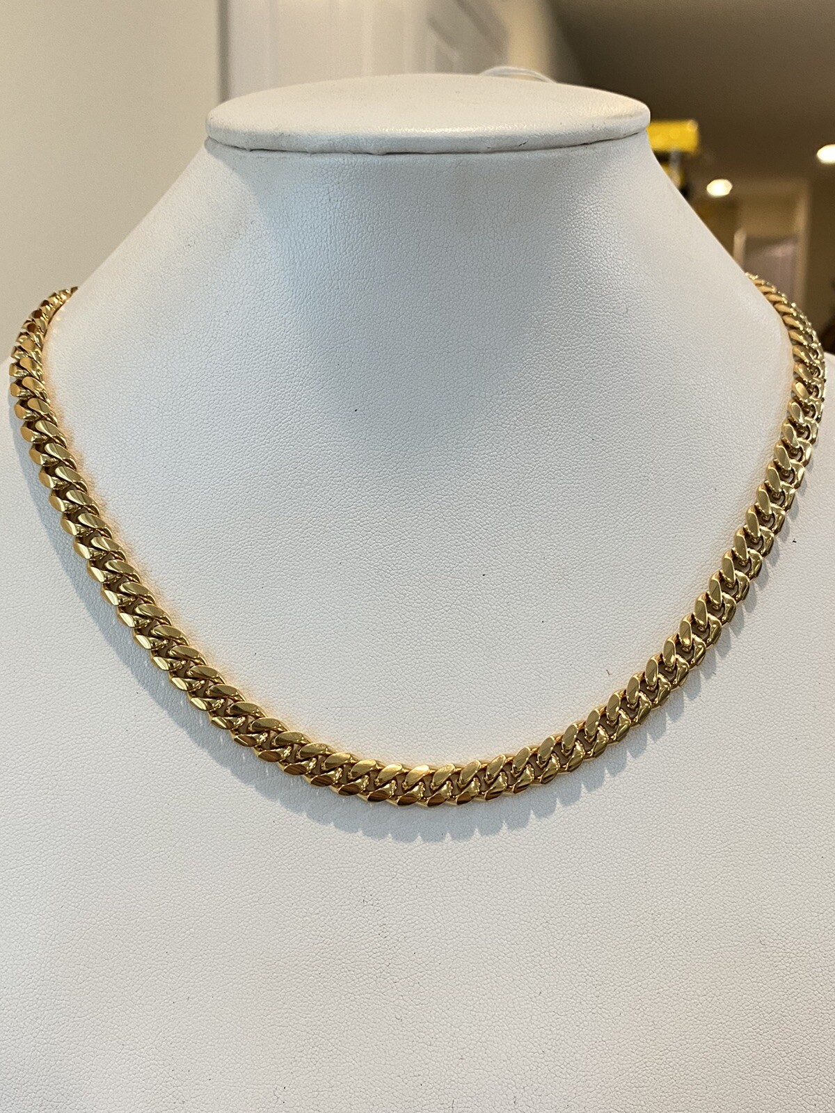 Miami Cuban Link Chain 18k Gold Plated Stainless Necklace 20” 8mm CZ Clasp