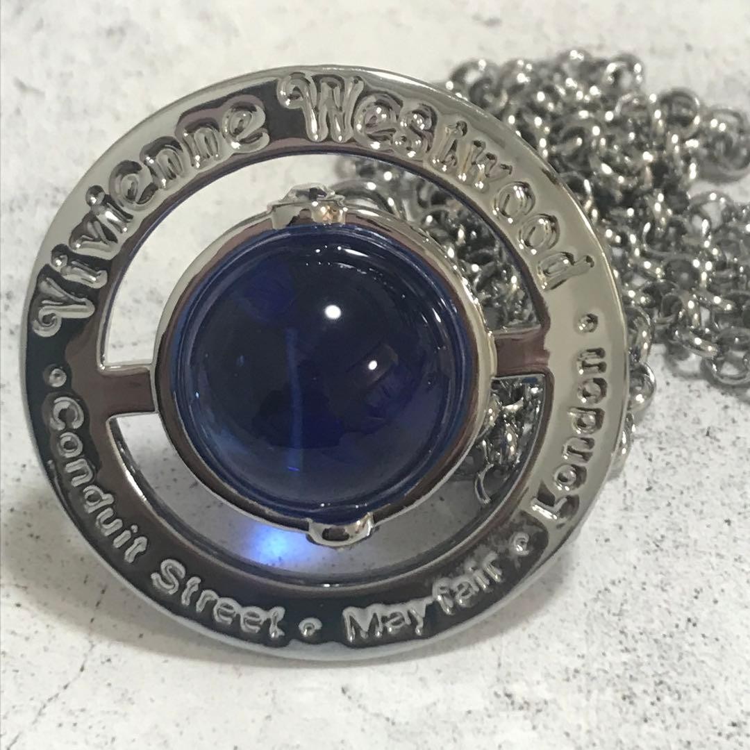 Vivienne Westwood Necklace Small Orb Silver x Blue w/drawstring [EJ836