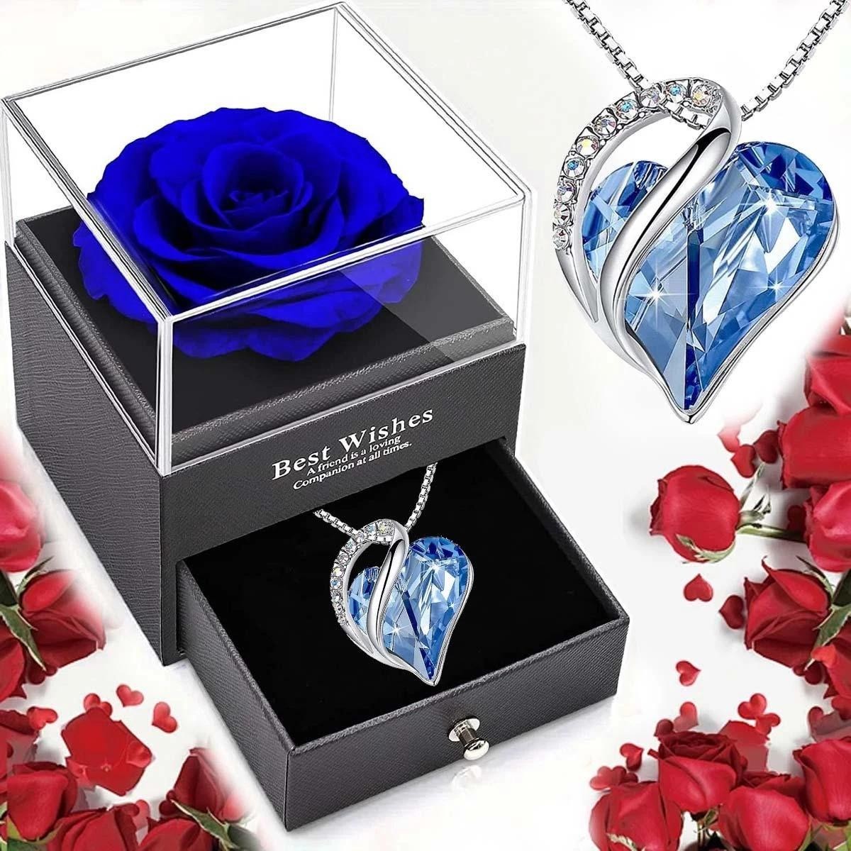 New Hot Selling Valentine’s Day Gift Ocean Heart Love Necklace with Eternal Rose