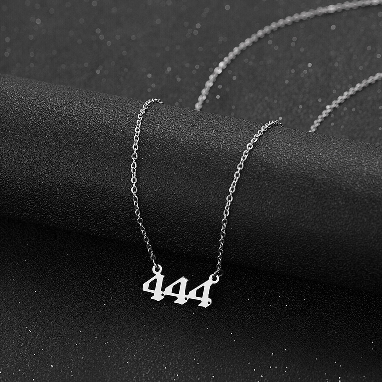 Silver 444 Angel Number Necklace, Jewelry Charms Minimalist Stainless Steel