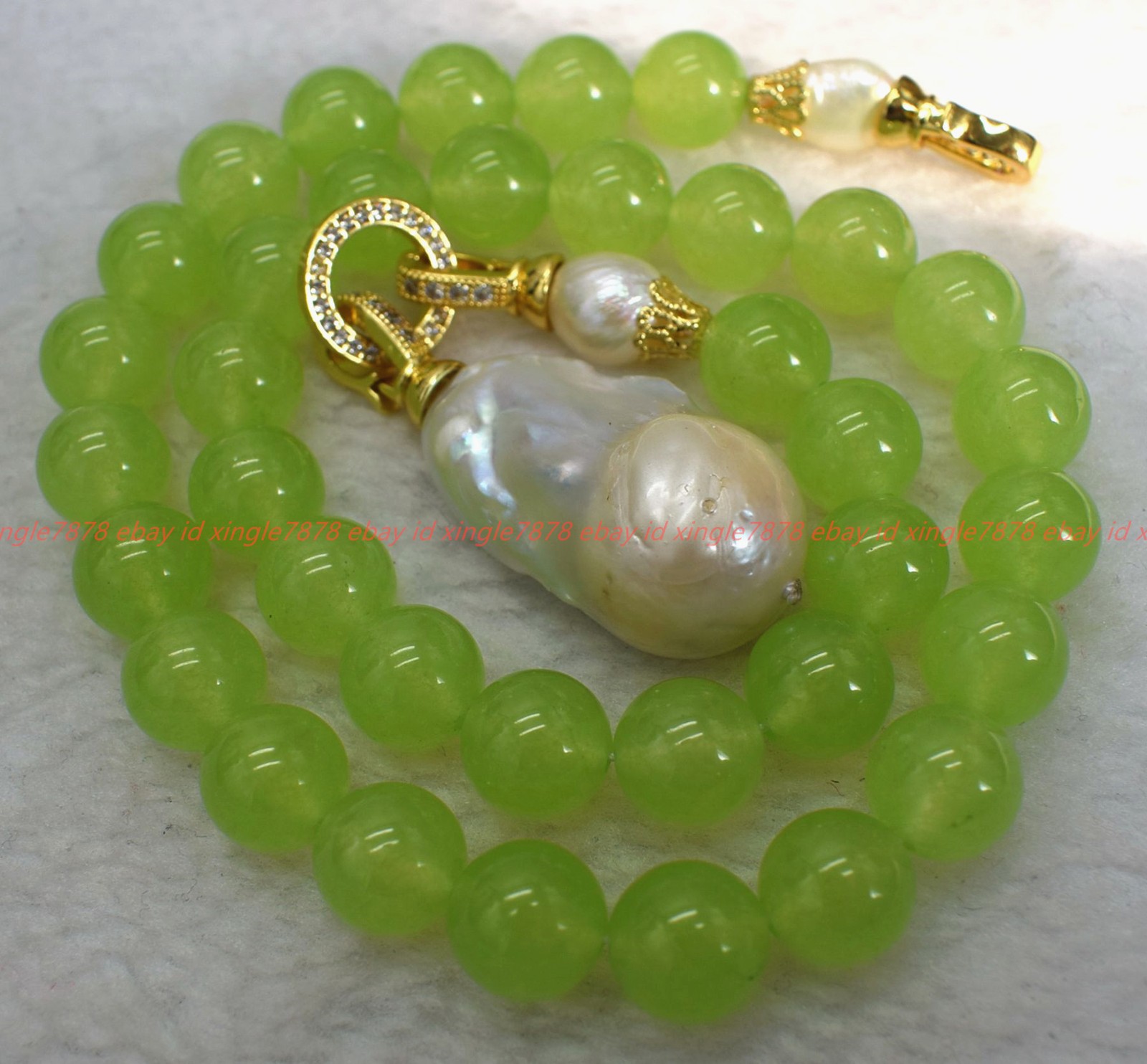 Natural 6/8/10/12mm Green Olivine White Baroque Pearl Pendant Necklace 16-32in