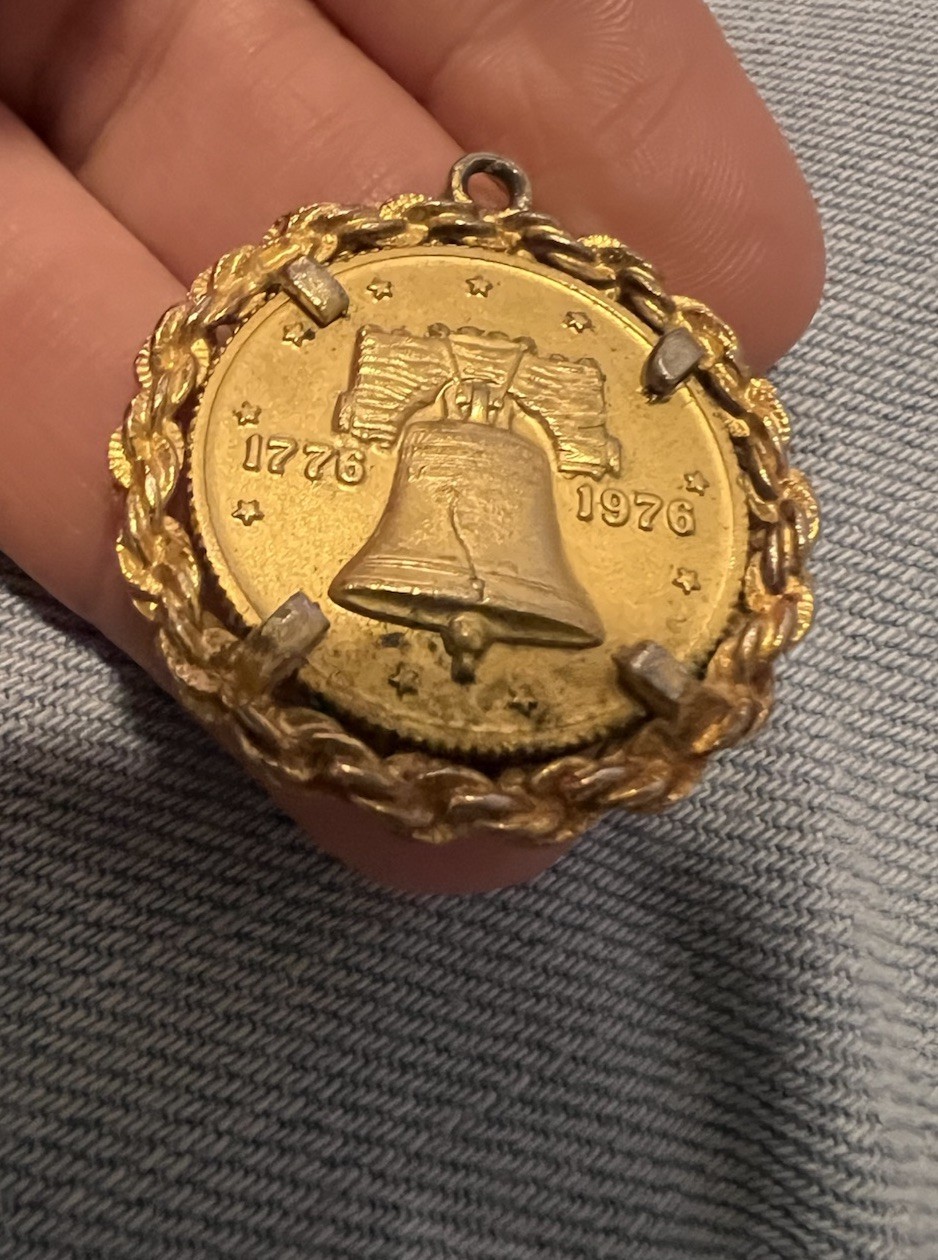 Liberty Bell Coin Pendant For Necklace Or Charm 1776 1976 Has Wear Read C6