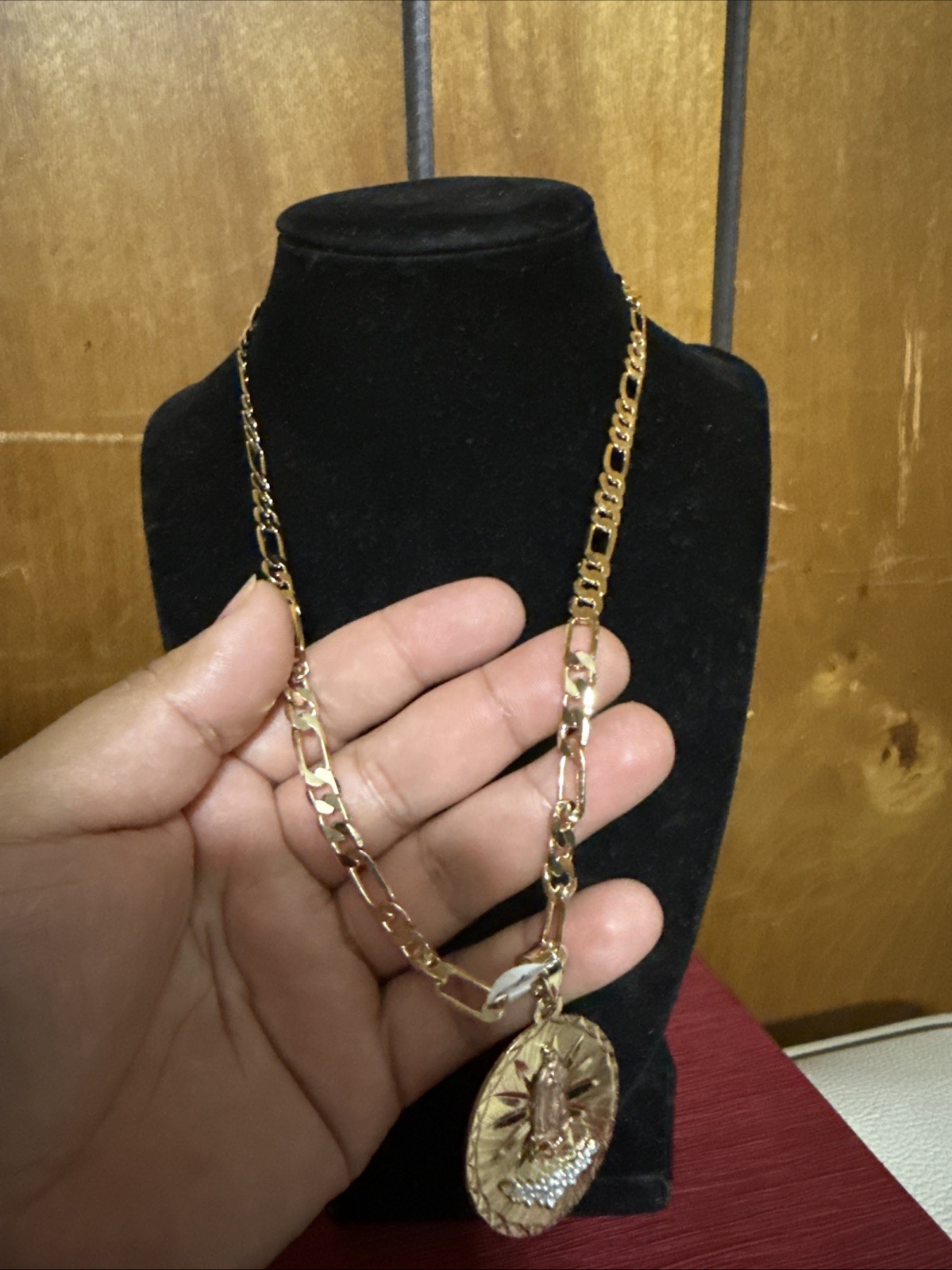 Xuping XP Saint Jude Pendant Figaro Chain Gold Plated CZ Necklace New