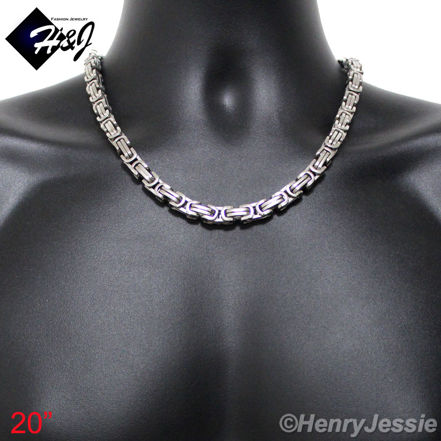 18-40″MEN’s Stainless Steel HEAVY WIDE 9mm Silver Byzantine Box Chain Necklace