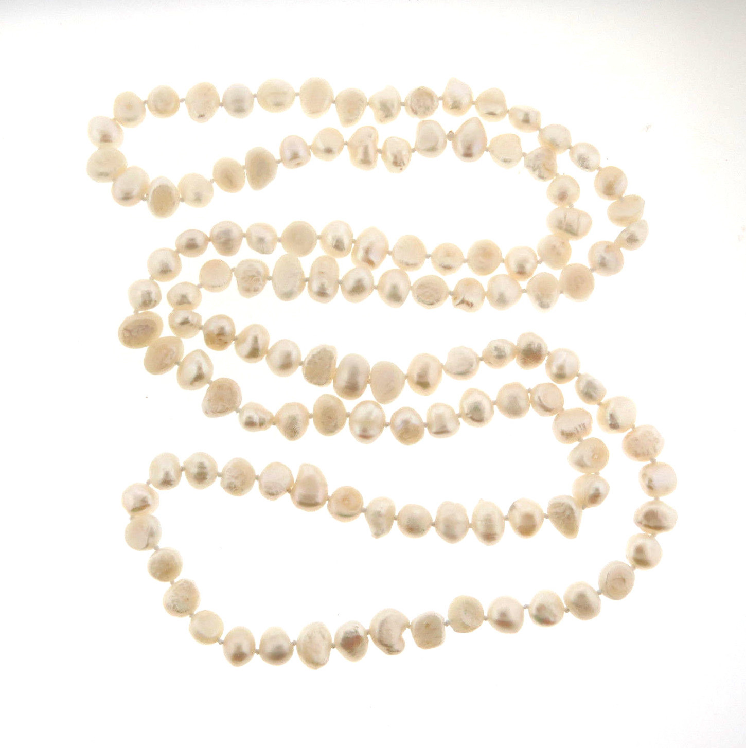 Fresh Water Cultured Baroque Pearl Necklace Knotted 8-10 mm 39 Inch