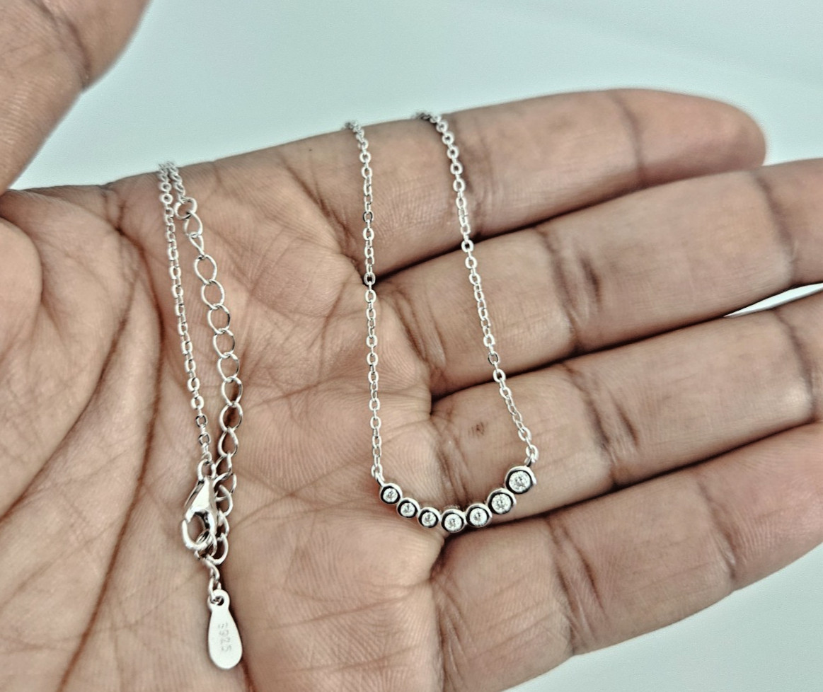 Moissanite Sterling Silver Necklace for Women 925 Wedding Engagement Necklace