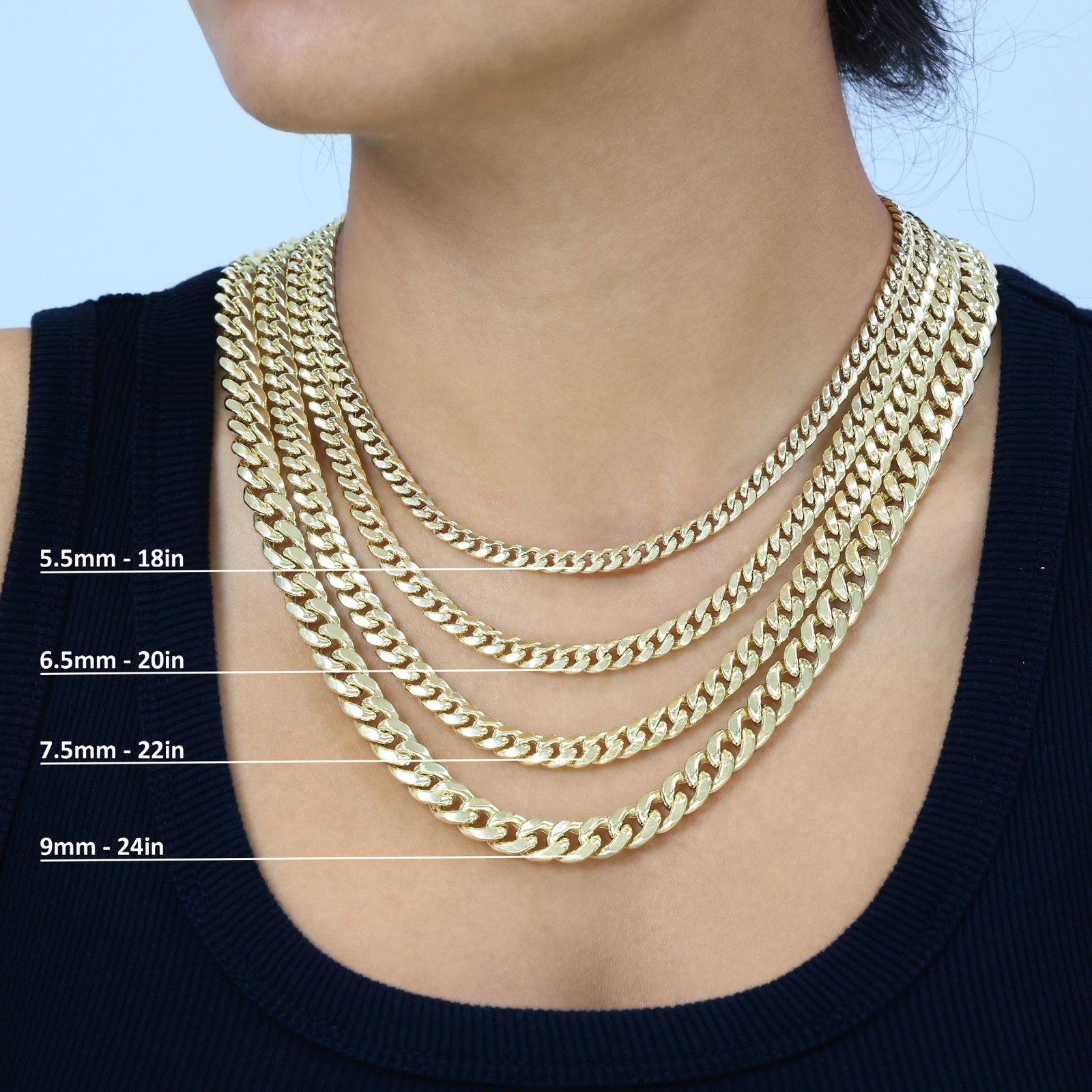 14K Yellow Gold 3mm-12.5mm Miami Cuban Link Chain Necklace Mens Women 16″- 30″