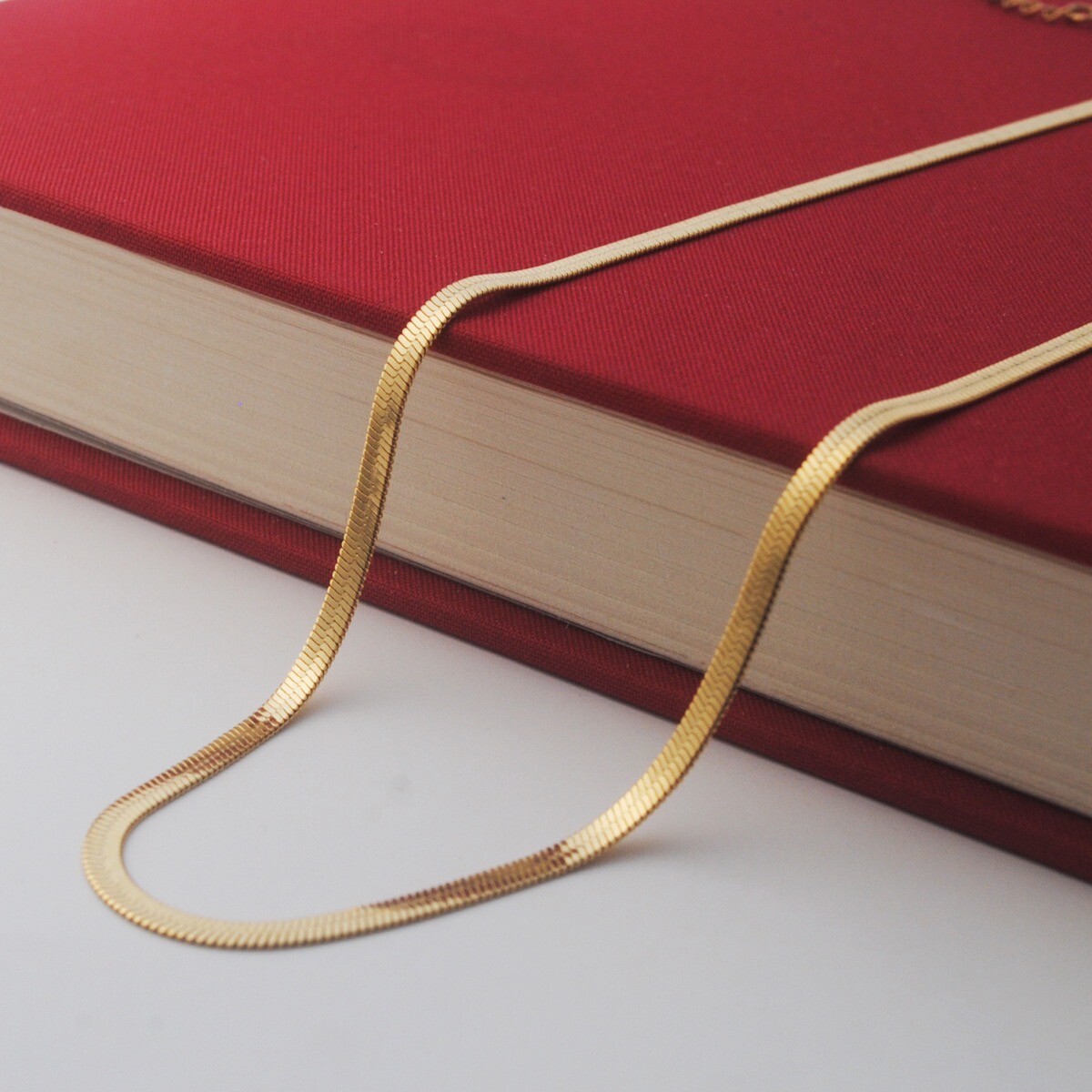 Wholesale New Stainless Steel Silver Gold 3MM Flat Snake Chain Necklace 16″- 24″