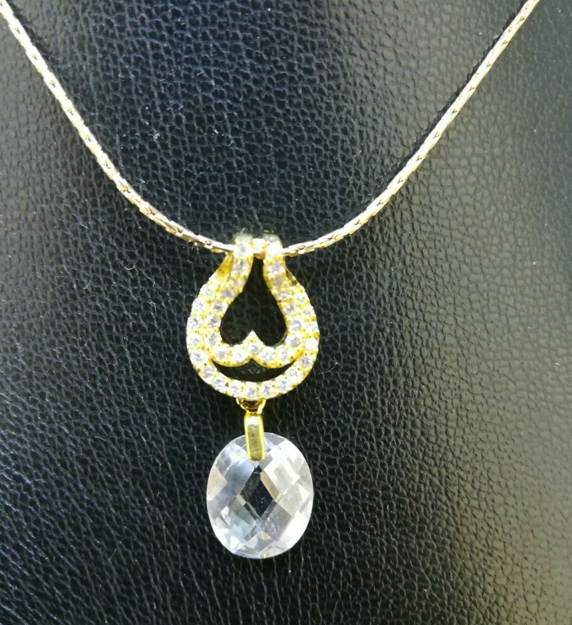 Elegant 18CT Yellow Gold Filled Water Drop Clear/Brown CZ Pendant N-A787 Gift