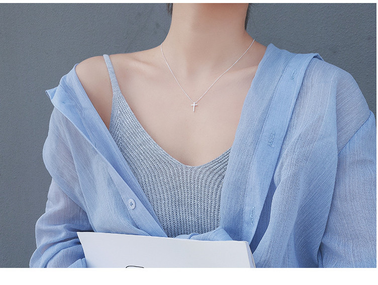 Stainless Steel Cross Plain & Simple Pendant Adjustable Necklace For Men Women