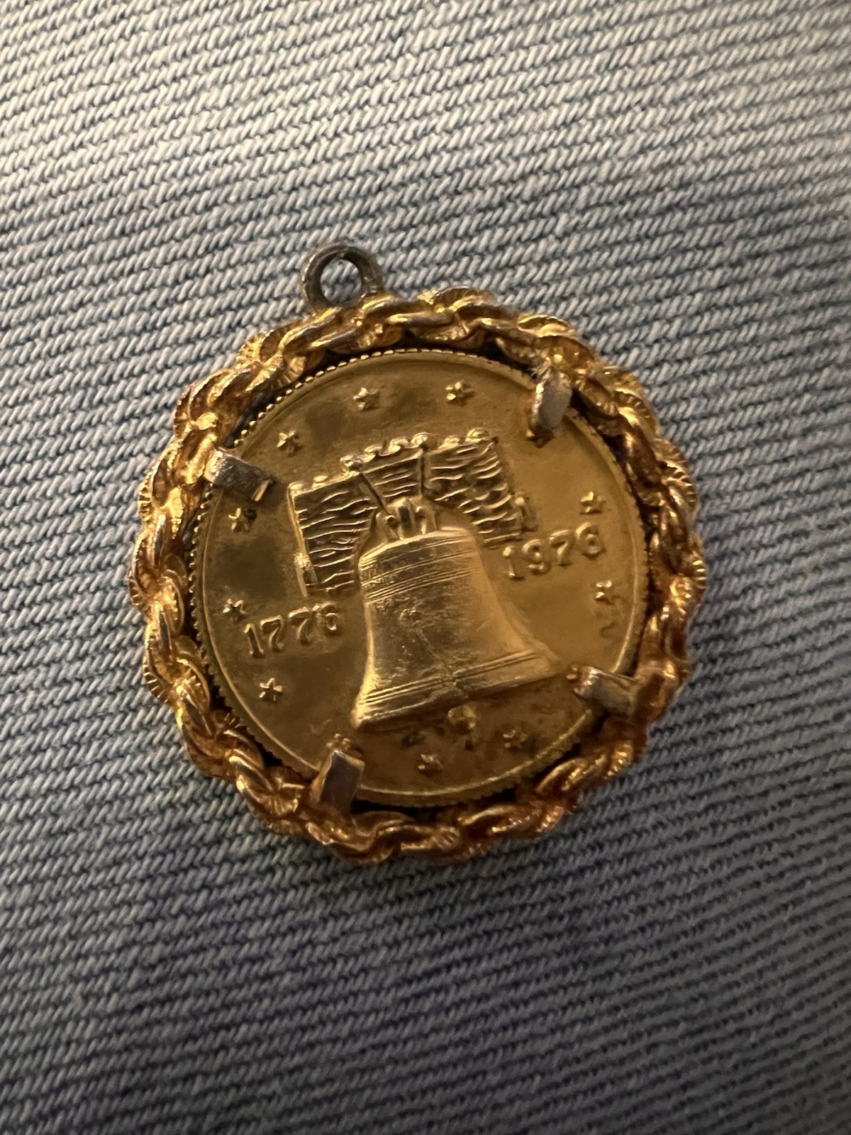 Liberty Bell Coin Pendant For Necklace Or Charm 1776 1976 Has Wear Read C6