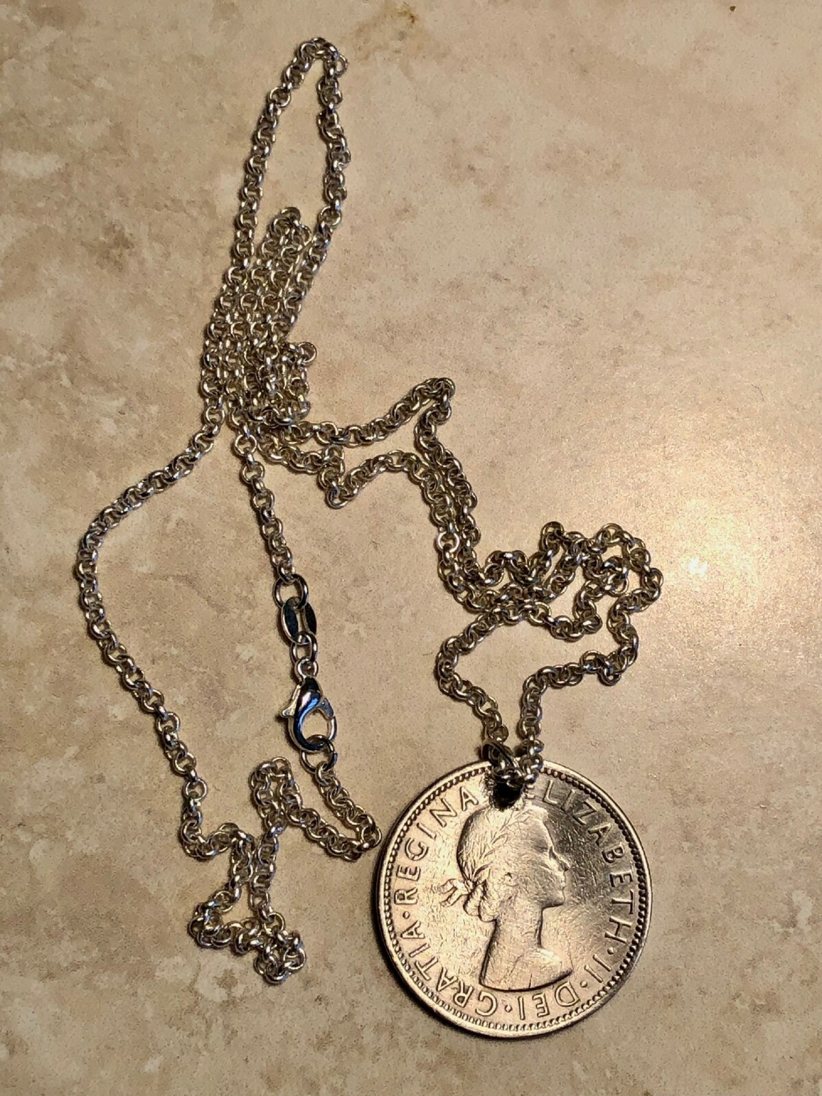 United Kingdom Coin Pendant United Kingdom 2 Shilling Vintage Handmade