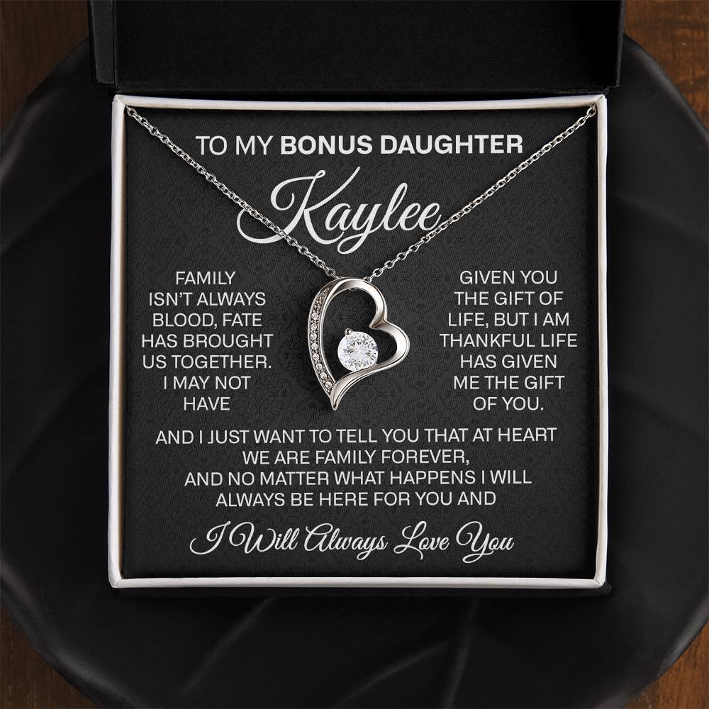 To My Bonus Daughter Forever Love Necklace, Bonus Daughter Jewelry Gift