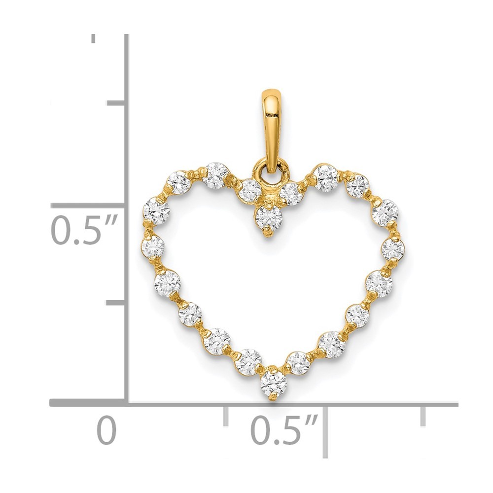 10K Yellow Gold Cubic Zirconia Heart Shape Charm Pendant 0.48g