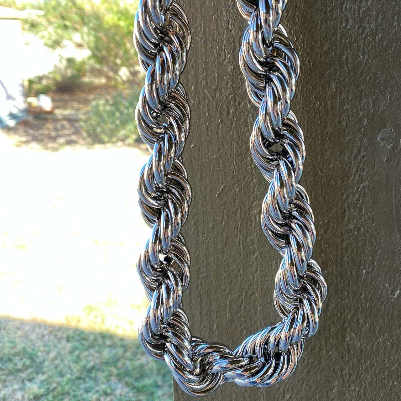 Mens Huge Chain Hollow Rope Dookie Retro Hip Hop Necklace Big 25MM Thick x 20″