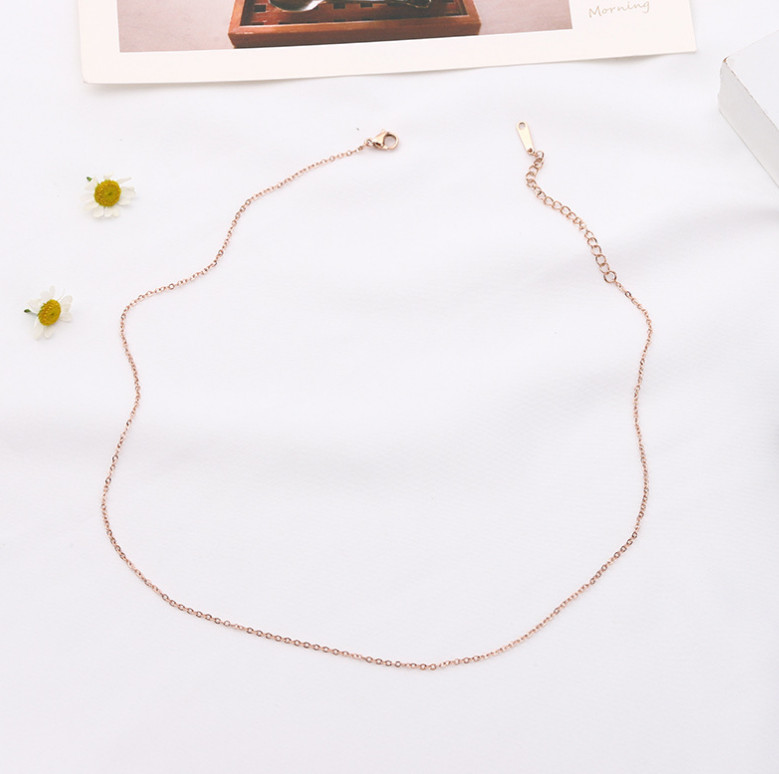2Pcs Rose Gold Grade Quality Alloy 1.3mm Rolo O-Link Chain Necklace