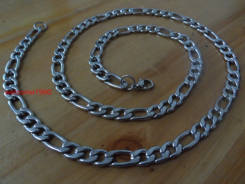 6pcs Lot 4mm 18-32” in bulk Figaro Link Chain Stainless Steel Necklace Chain