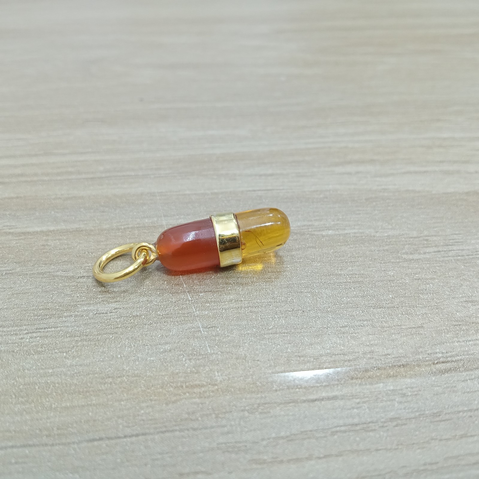 Vermeil Pill Capsule, 18k Gold Pill Charm, Carabiner, Pill Pendant, Tases Stones