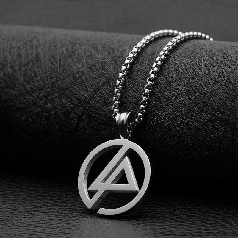 Silver Titanium Steel Geometric Linkin Park Retro Pendant Necklace 50cm Chain
