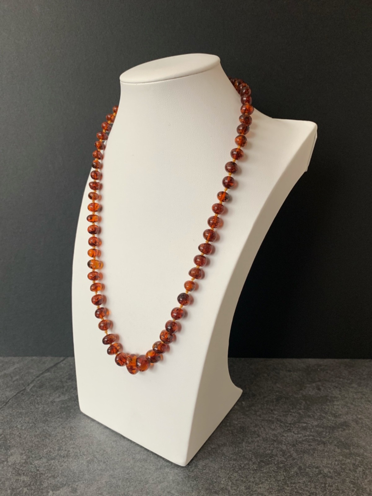 Genuine Baltic Amber Beads, Individually Knotted, 6-19mm, 20″ Necklace 70