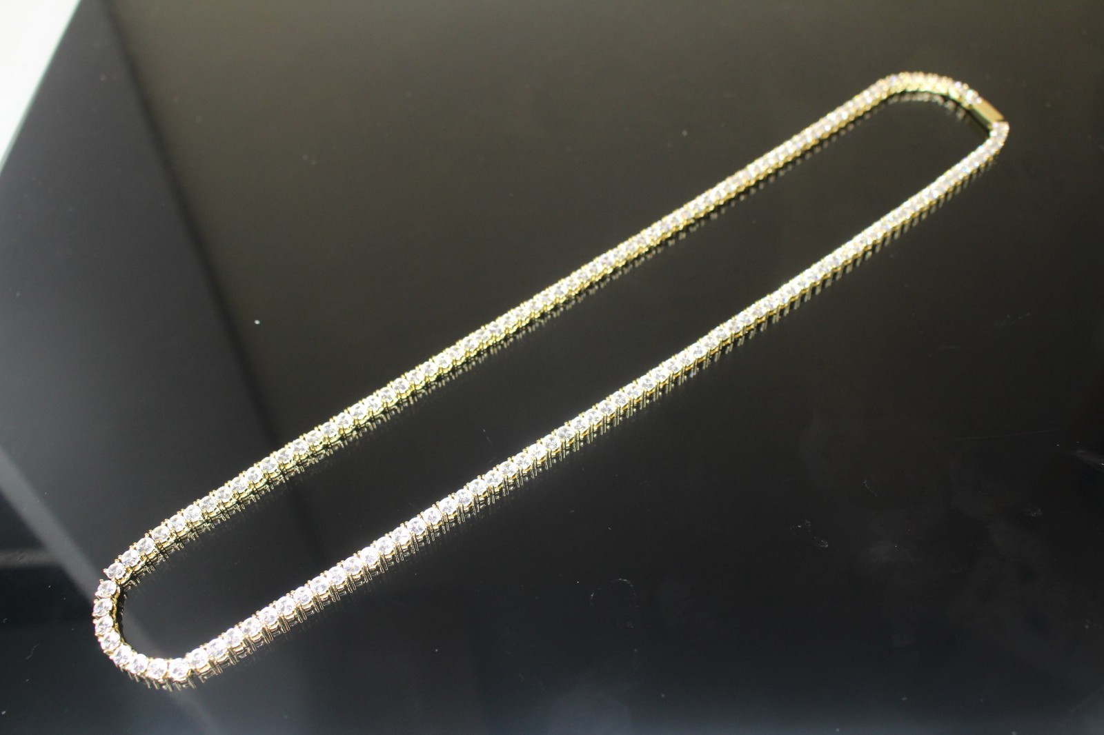 14k STAMPED 4mm Tennis Chain Necklace 70ct Lab Sim VVS1 Diamonds Heavy 54g+ GOLD