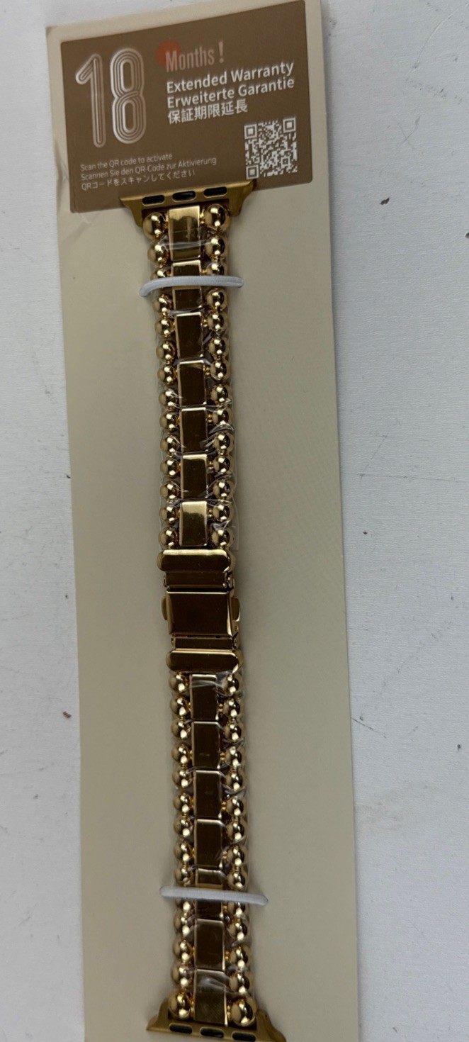 Compatible with Apple Watch 38-40-42… Beaded Bracelet Gold Stainless Steel Band…
