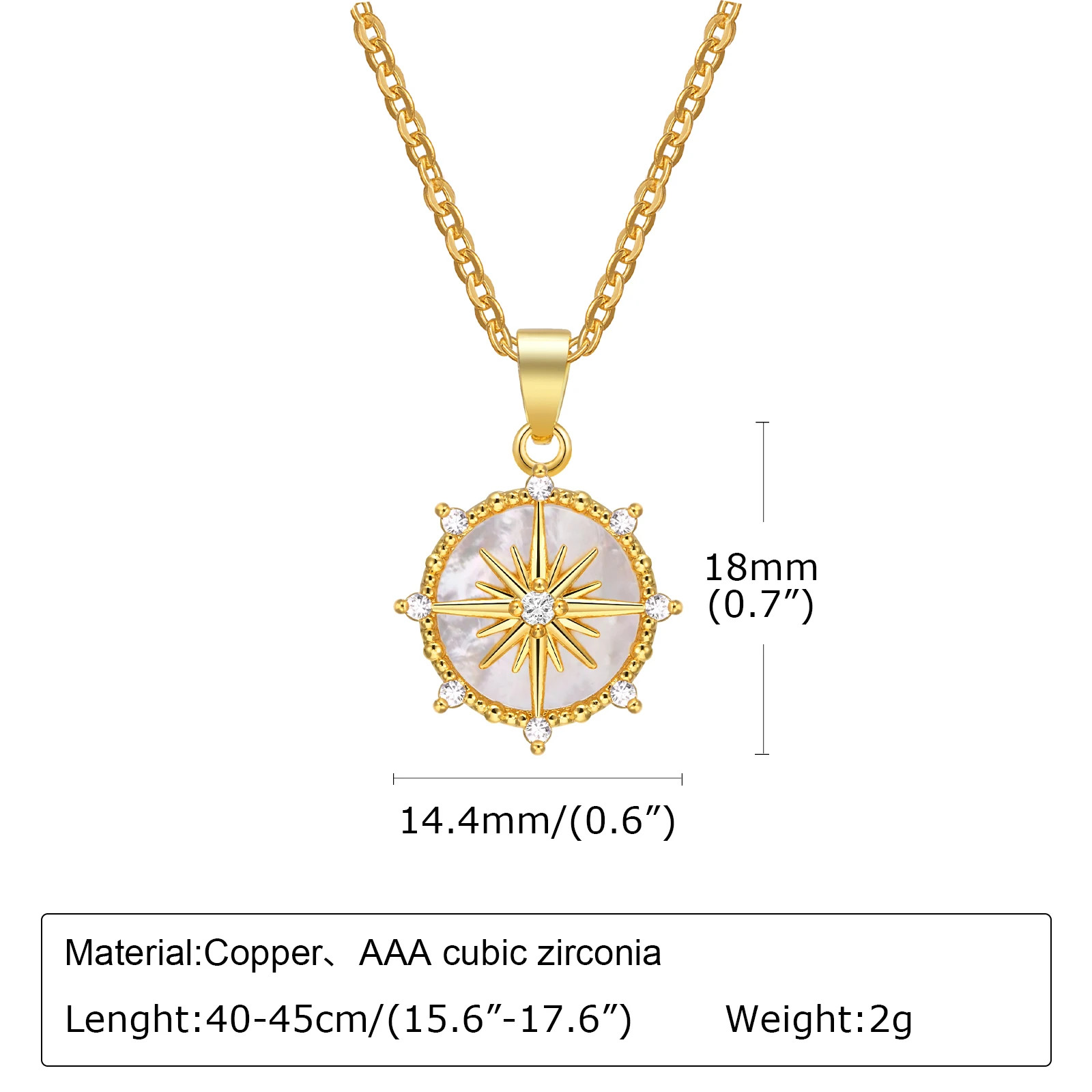 Trendy Rudder Compass Necklaces for Women Gold Plated Sun Star Coin Pendant Gift