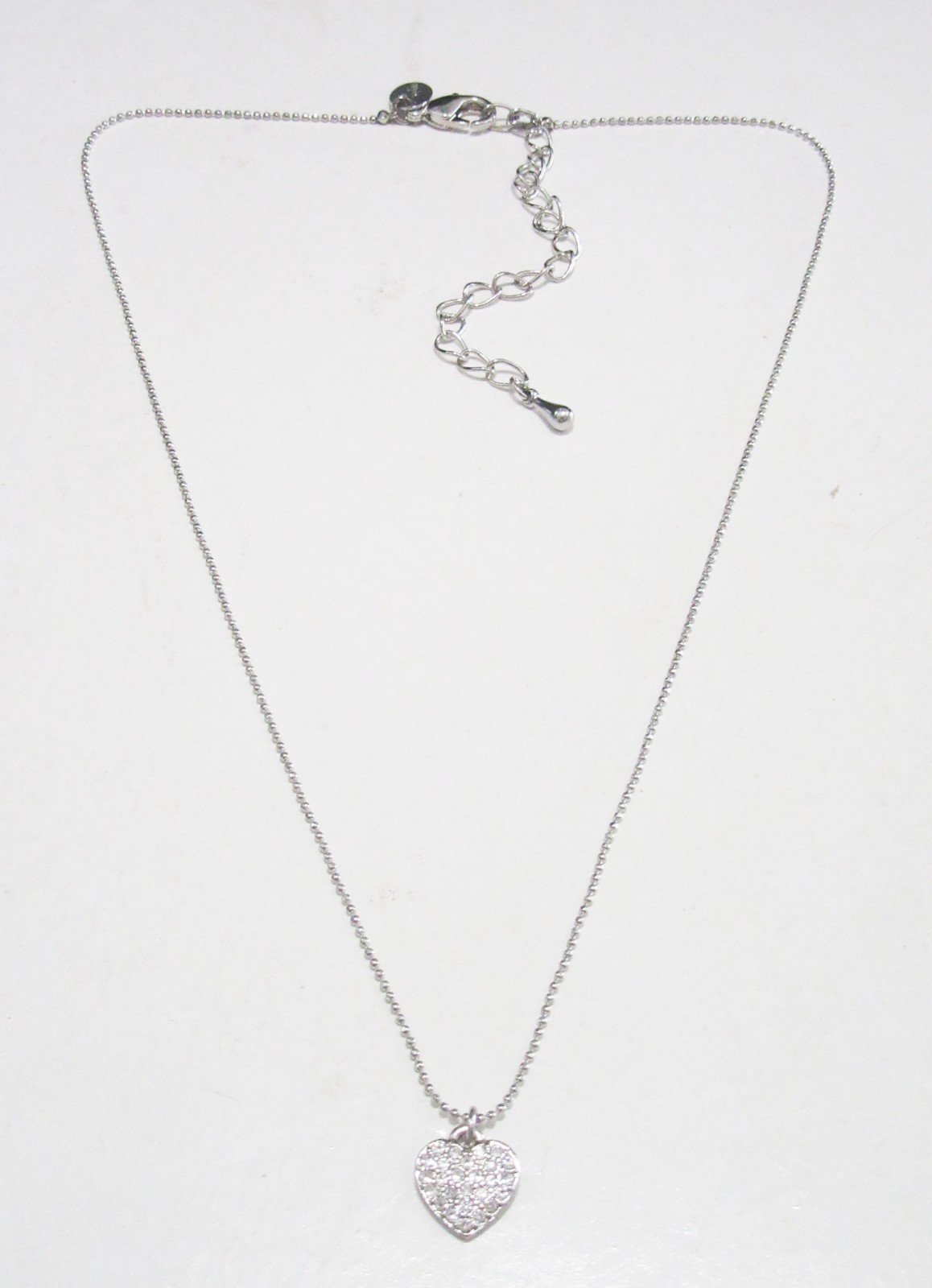 Lia Sophia Sparkling Crystal Heart Necklace Silver Tone Adjustable Chain