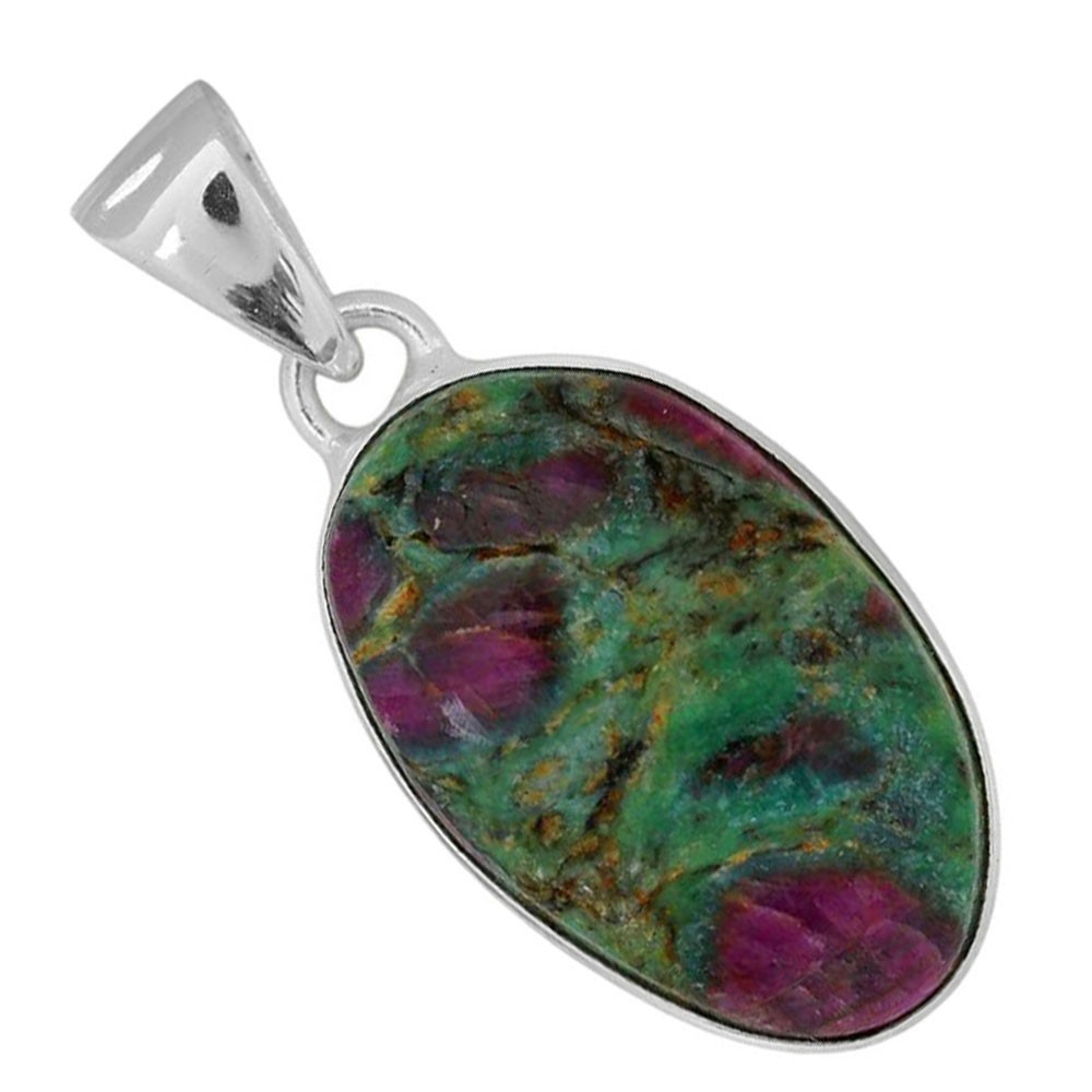 Ruby-In-Fuchsite 925 Silver Plated Pendant Jewelry WP64-10004