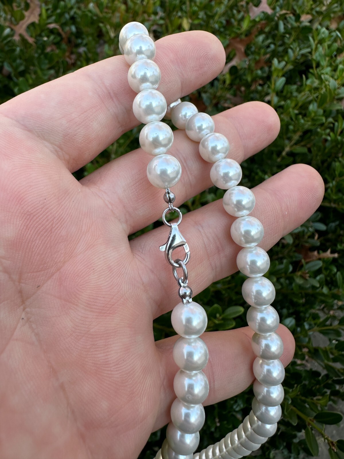 Cultured Pearl Bracelet W. Real 925 Silver Clasp For Men Women 4-10mm All Length