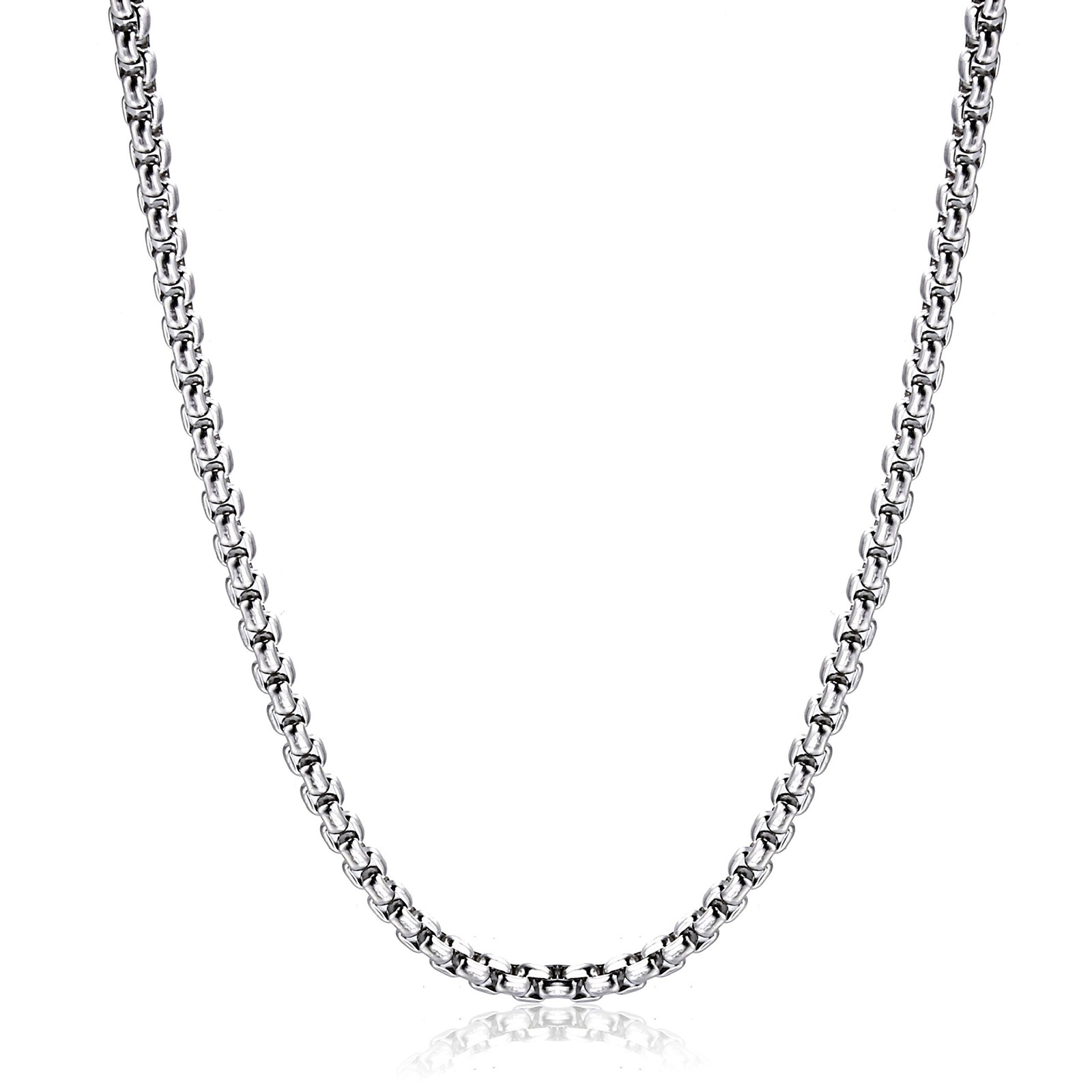 Square Rolo Chain Necklace Stainless Steel Round Necklace for Men &