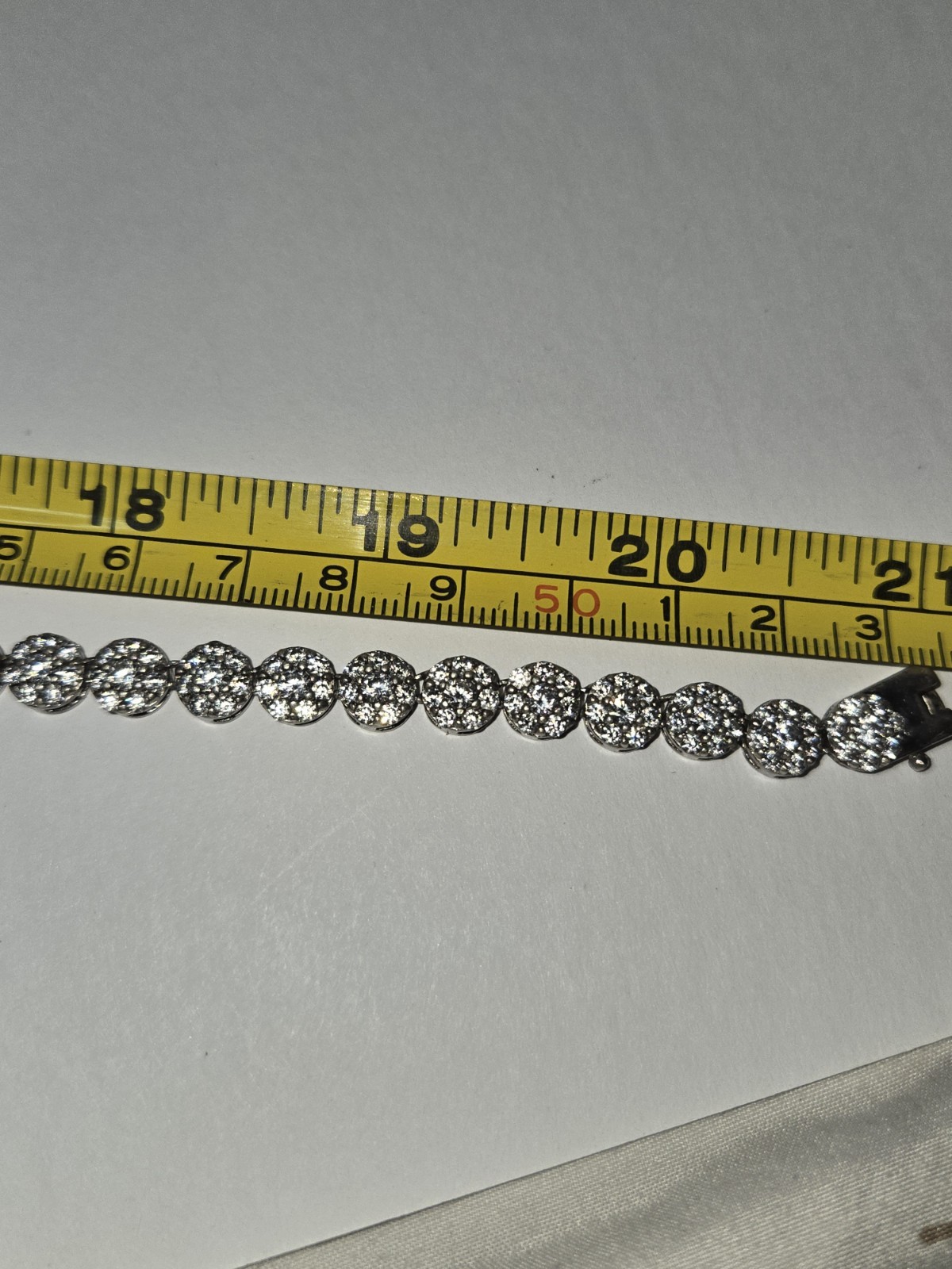 Round Cluster Natural Diamonds Tennis Necklace 21 in 925 Silver Box Clasp Prong