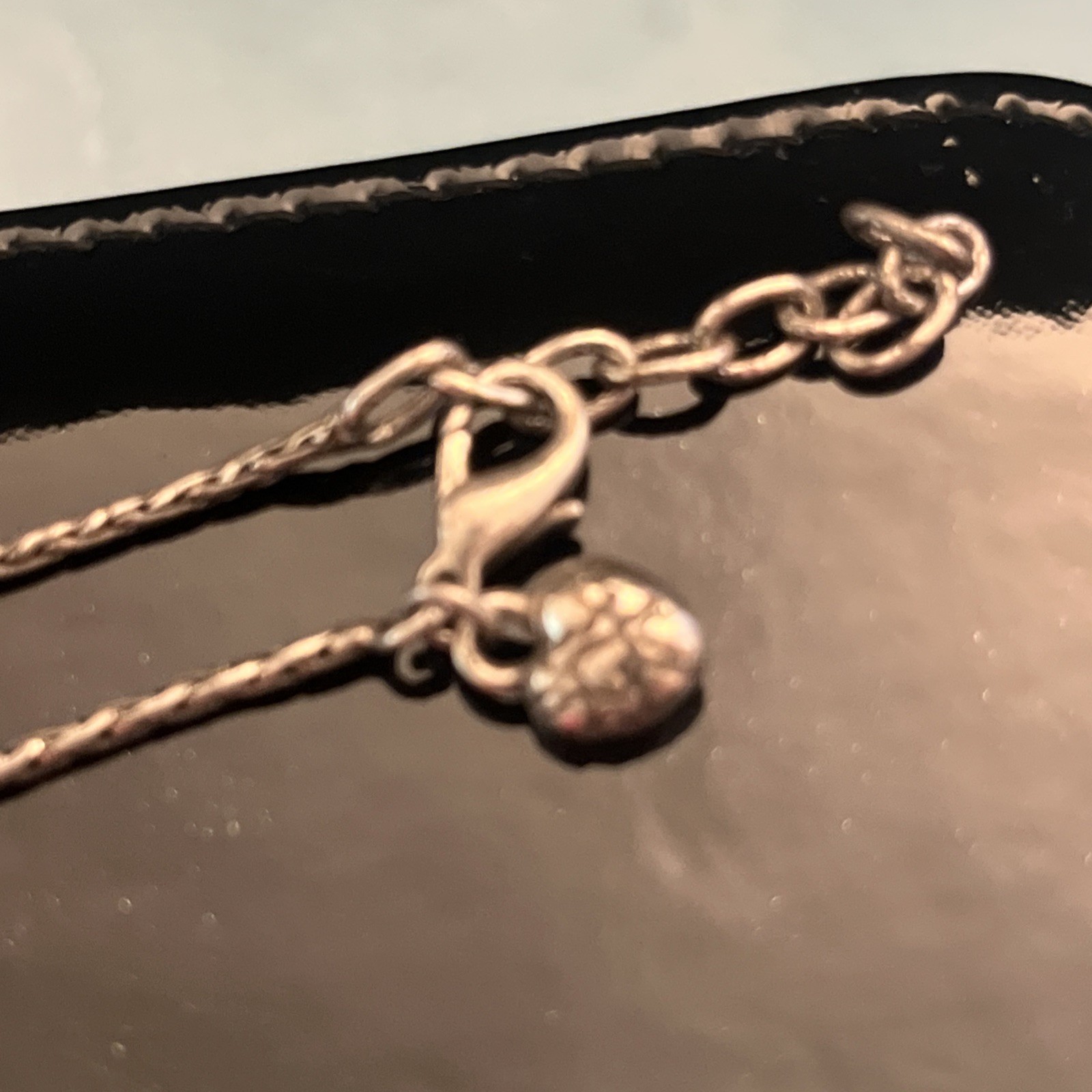Vintage Brighton Silver Scroll Square Pendant on 36 Inch Wheat Chain Necklace