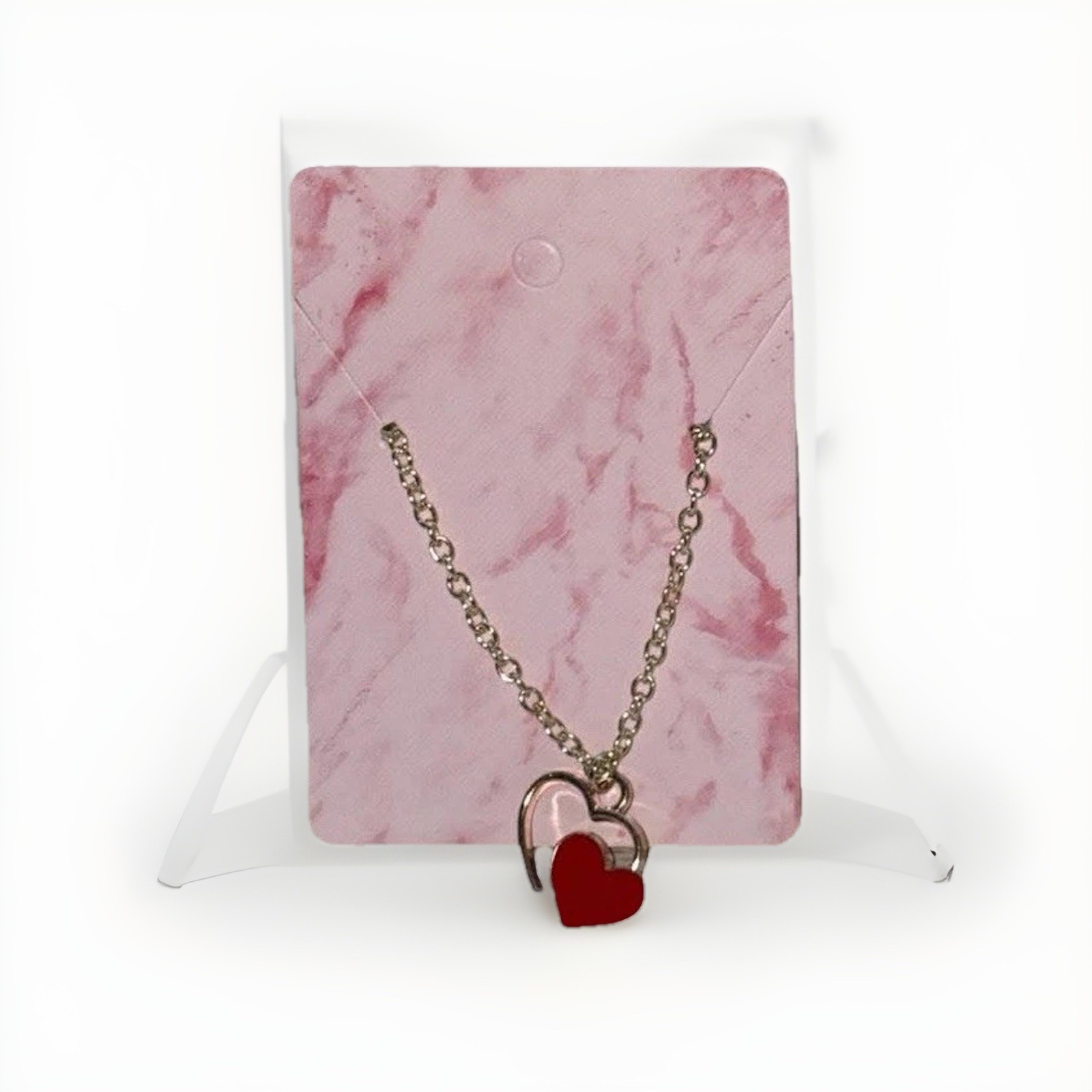 Gold Cable Chain Necklace with Red Heart Charm Pendant for Valentine’s Day