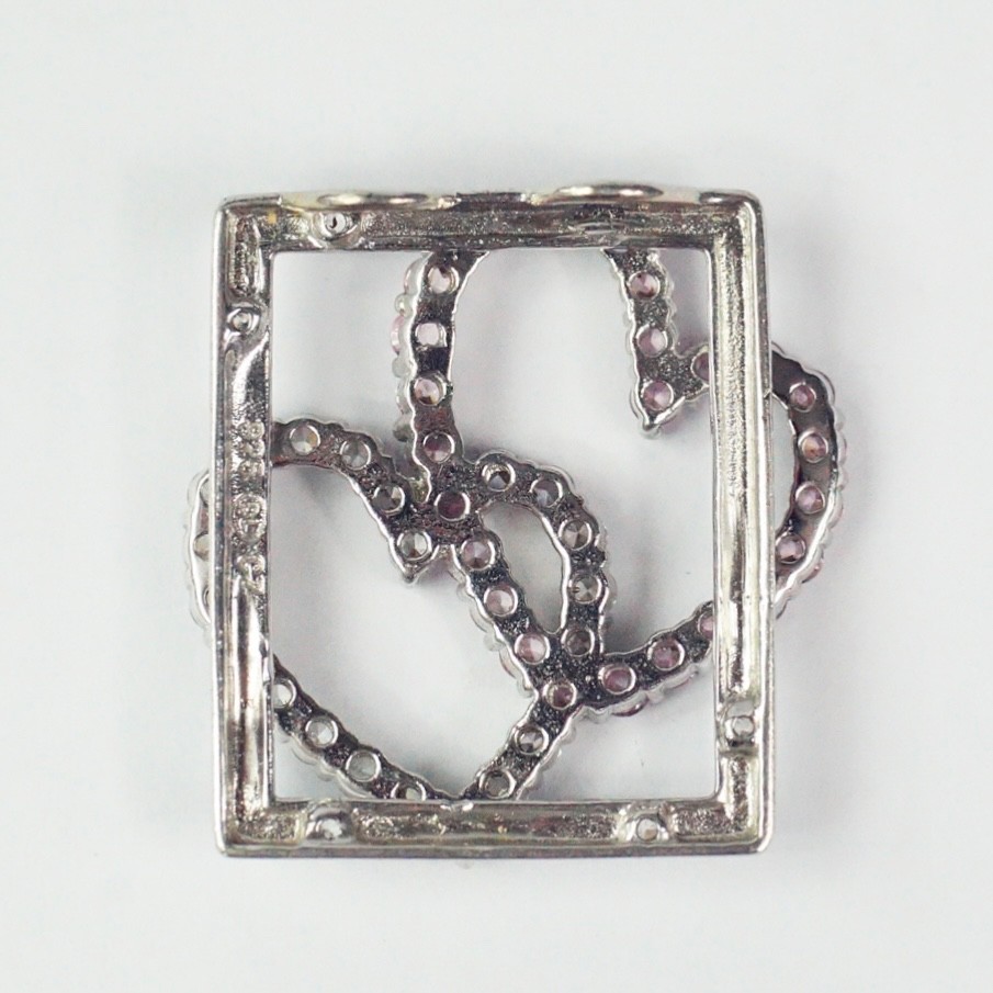 Sterling Silver Pink Ice And Clear Colorless CZ Hearts In Rectangle Pendant