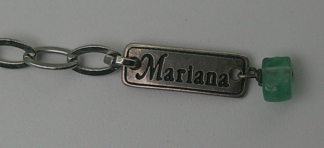 Mariana Rhodium Plated & Mint Green Stone 15mm Pendant Necklace 17-21″ Adjust.