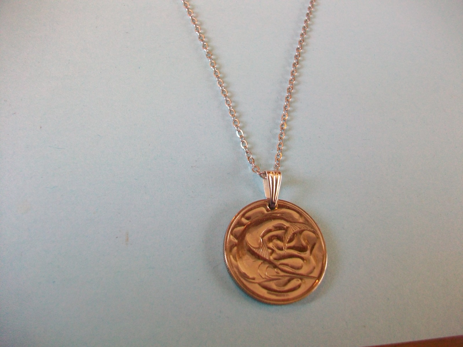 TWENTY CENTS – SWORDFISH – SILVER FINE LINK PENDANT NECKLACE – 1967 to 1984