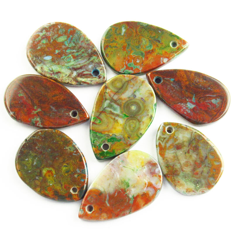 8Pcs 24x18x3mm/28x18x3mm Pietersite Teardrop Pendant Bead B60977