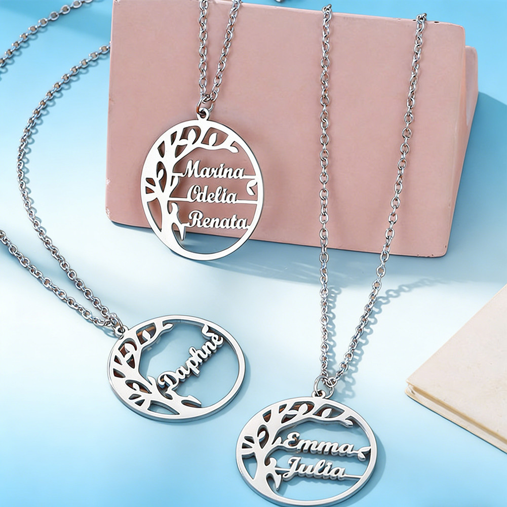 Personalized Family Tree Name Necklace Pendant Custom Jewelry for Mom,Women