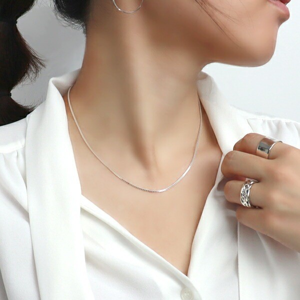 Sterling Silver 925 Venetian Box Chain Necklace 1.2mm 40cm
