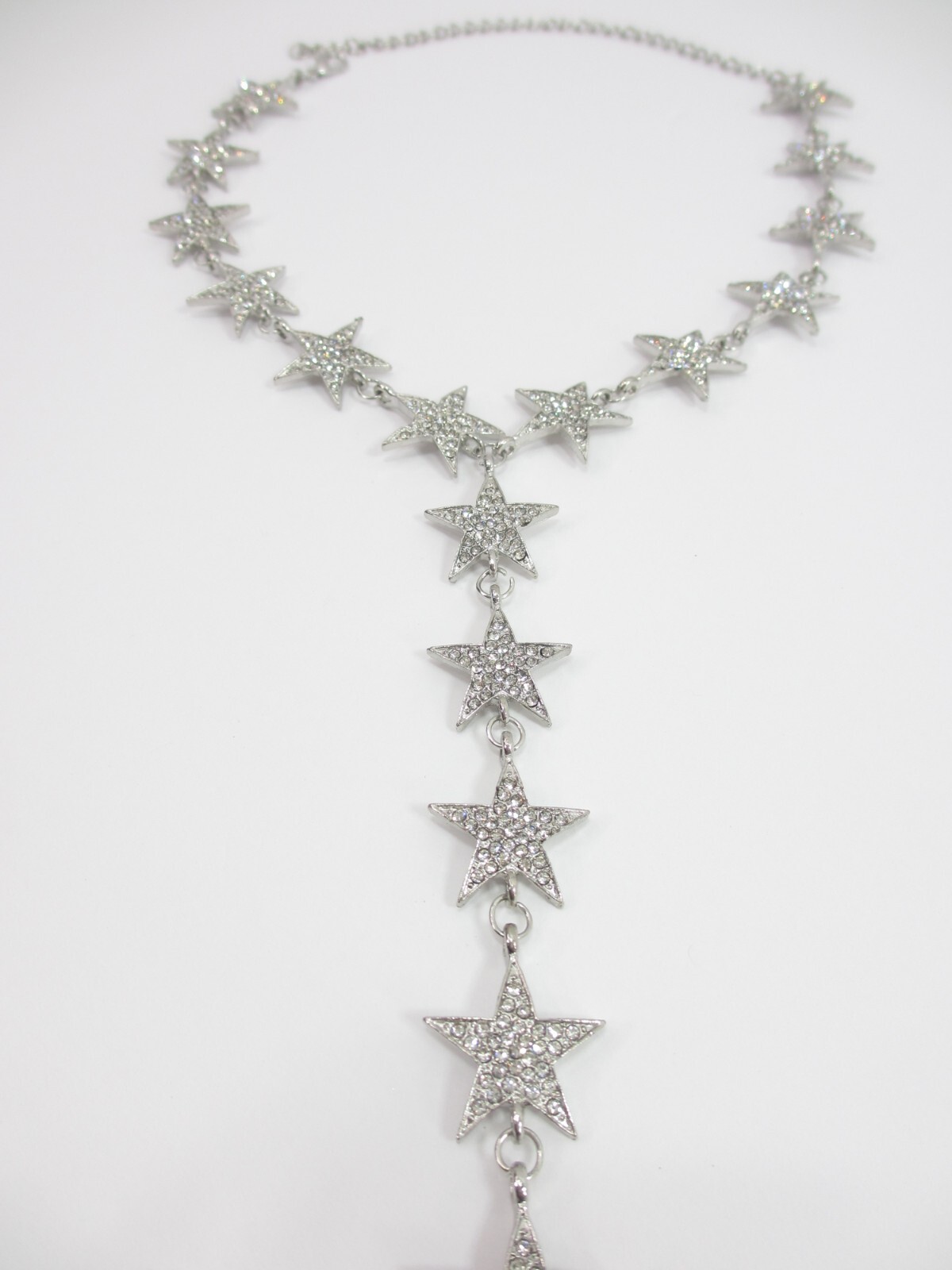 Rhinestone Crystal Star Necklace Lariat Choker Long Twinkle Charms Sparkle Drops