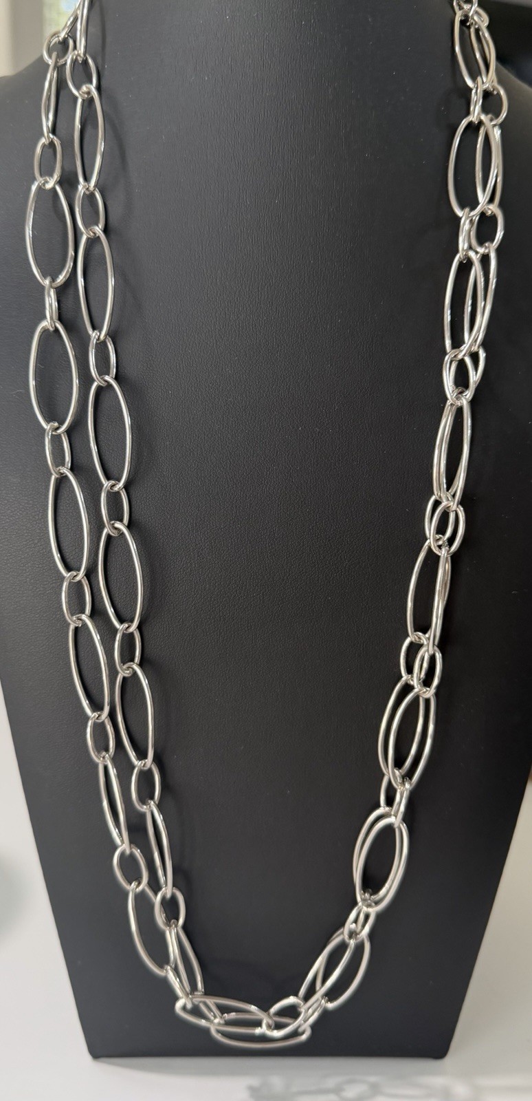60” Lauren Ralph Lauren Silver-Tone Oval Link Chain Necklace NWT Nordstrom 62 g
