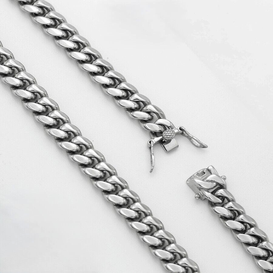 Men’s 24″ Stainless Steel 8mm Miami Cuban Curb Necklace High Polish + Box