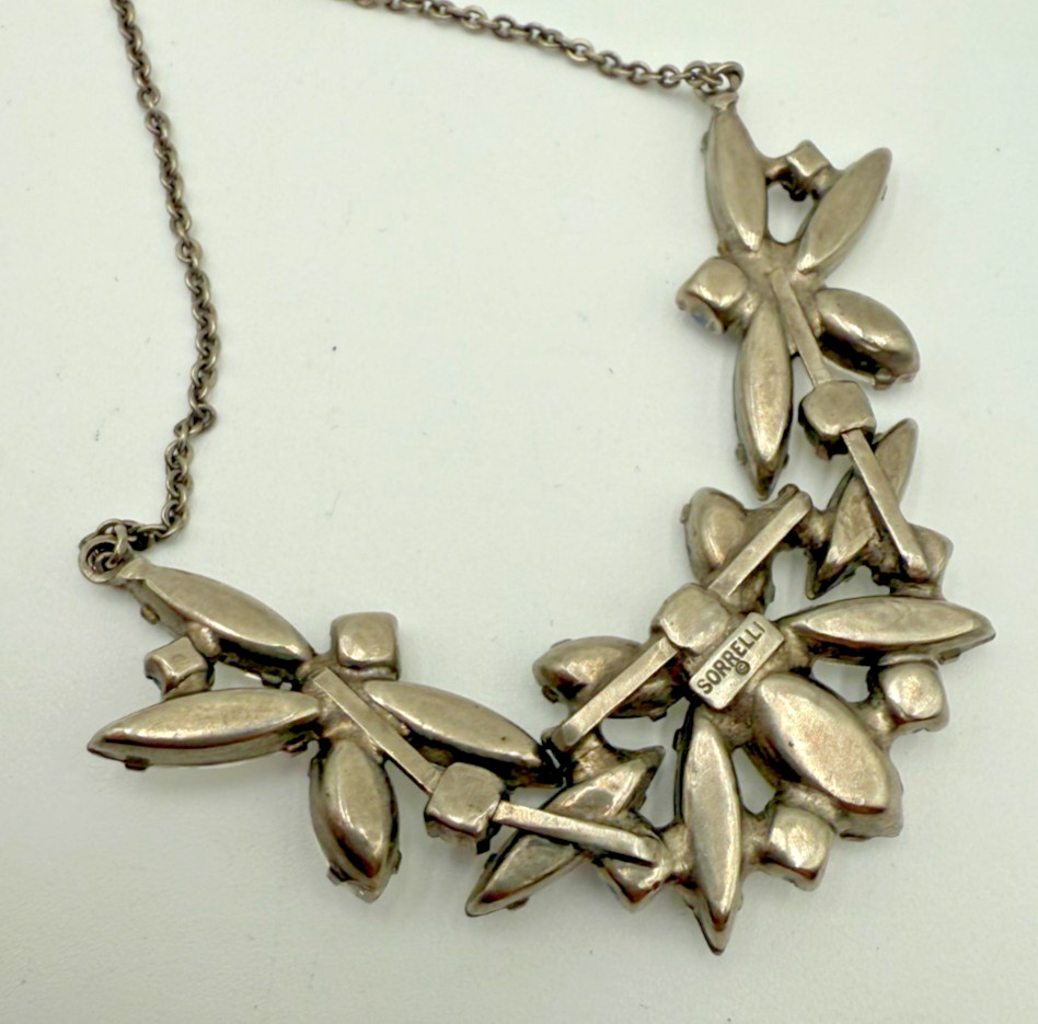 SORRELLI Clear AB Rhinestone Marquise Cluster Bib Necklace