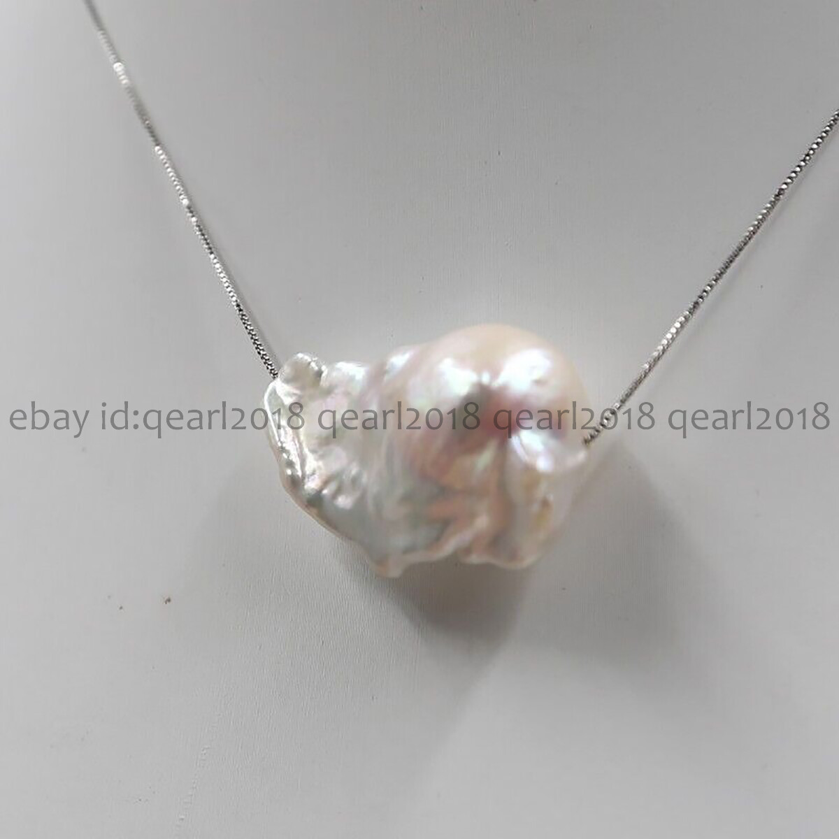 Huge 15-25mm Natural White South Sea Baroque Keshi Pearl Floating Necklace 18”