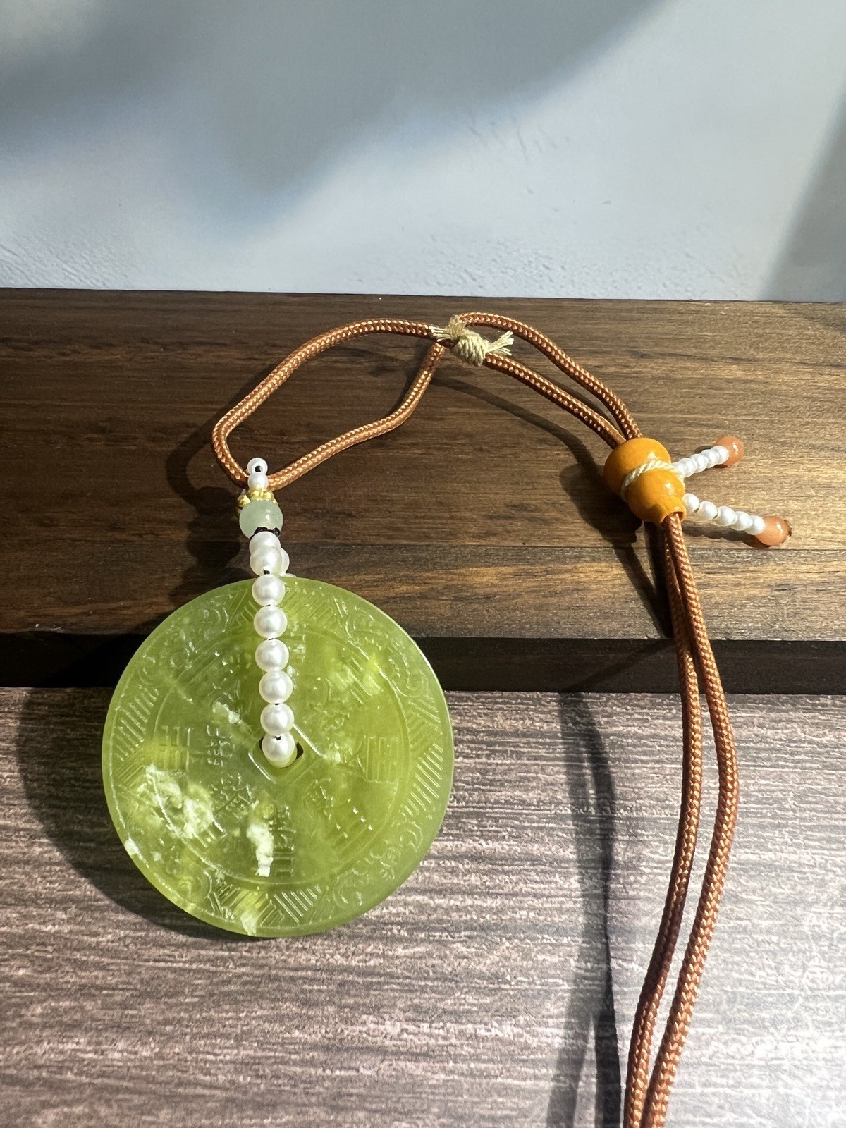 Natural sleeve jade hand-knitted rope necklace