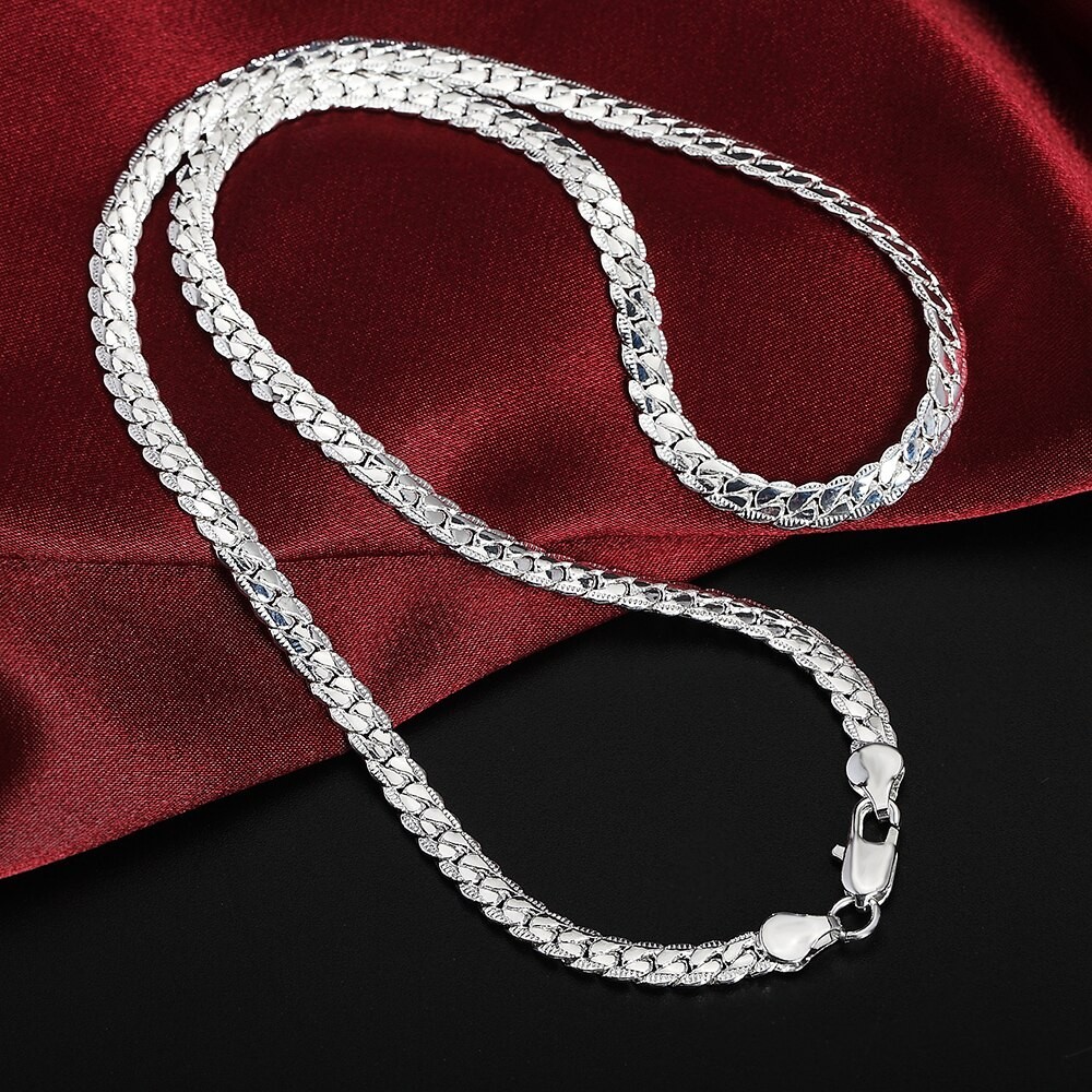 925 Sterling Silver Plated Chain Necklace Jewelry for Women Men*